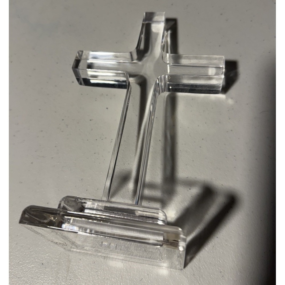 Acrylic Cross Clear Stand Religious Vintage Decor